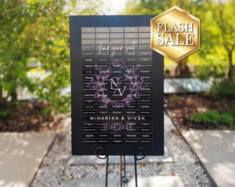 Personalized Couple Monogram Seating Chart, Engagement Photos Display Board, Indian Wedding Reception Cards, Unique Canvas - Photo Board