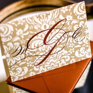 Copper Stationery Set, Monogram Stationery, Wedding Thank You, Fall Stationery - "Classic Romance" Folded Personalized Stationery - DEPOSIT
