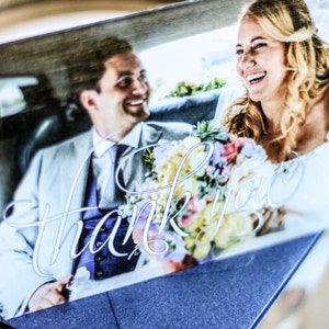Photo Thank You Card, Elegant Wedding Stationery, Navy Blue Event - "Enchanting Vintage Flourish" Folded Photo Thank You Cards - DEPOSIT