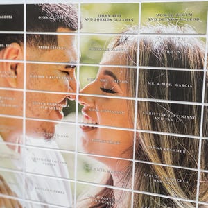 Segnaposto personalizzato per matrimonio, tabella dei posti a sedere per foto di fidanzamento, espositore unico per segnaposto per matrimonio o festa - Segnaposto con foto