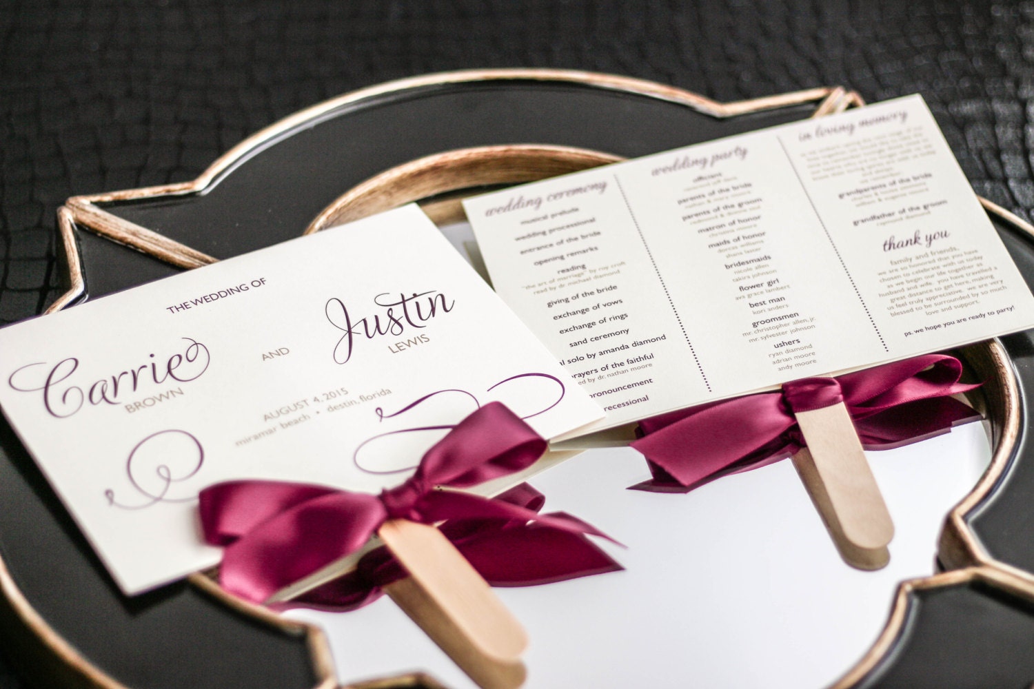 Luxury Program Fans, Outdoor Event, Ceremony Program Fans, Gold, Purple ...
