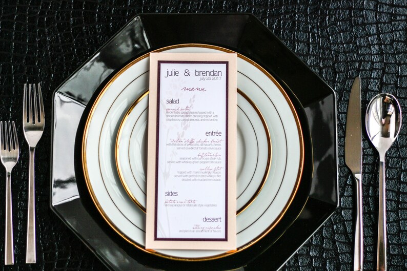 Table Decor Floral Reception Decor 2 Layers Graceful Botanic Flat Menu Wedding Menus DEPOSIT Dinner Menu Blush and Burgundy