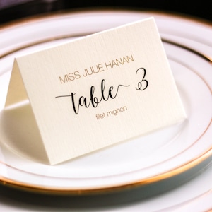 Modern Folded Wedding Place Cards, Diamonds, Black and Gold, New Years Place Cards - "Whimsical Calligraphy" Tented Placecard v1 - DEPOSIT