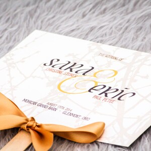 Rustic Wedding Programs, Fan Programs, Destination Ceremony Programs, Gold, Eggplant - &quot;Woodland Chic&quot; Fan Program - DEPOSIT