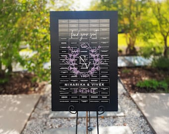 Personalized Couple Monogram Seating Chart, Engagement Photos Display Board, Indian Wedding Reception Cards, Unique Canvas - Photo Board