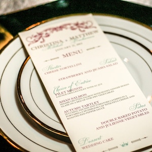 Luxury Wedding Menus French Country Rustic Plum and Mint Formal