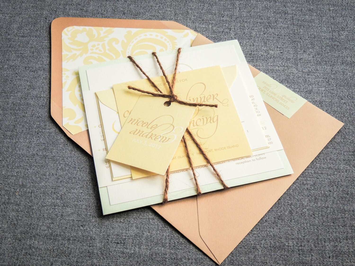 Yellow Wedding Invitations Rustic Wedding Invites Vintage | Etsy