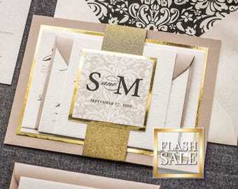Vintage Romantic Wedding Invitations, Black Tie, Elegant Invites for Formal Event, Traditional Wedding | Sample of &quot;Classic Romance&quot; Design