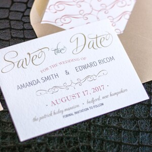 Vintage Save the Date, Rustic Wedding Invitation, Champagne and Blush - "Enchanting Vintage" Save the Date Card with Envelope - DEPOSIT