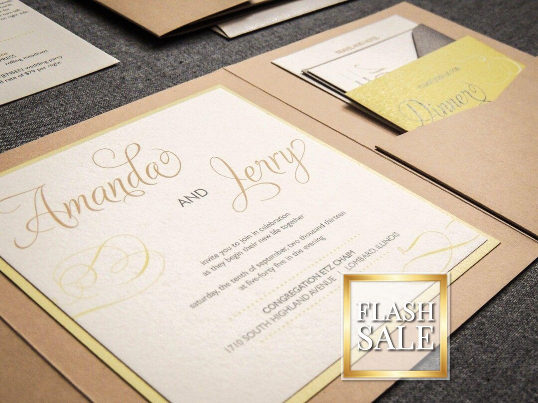 Modern Rustic Wedding Invitations, Rustic Invite Suite, Green Pocket ...