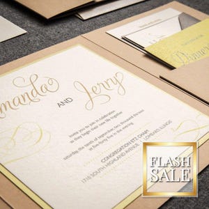Modern Rustic Wedding Invitations, Rustic Invite Suite, Green Pocket ...