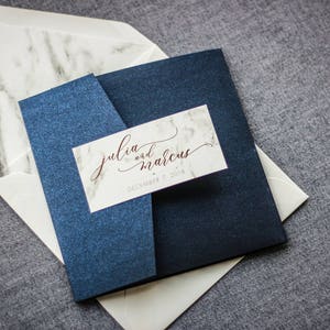Custom Invitation Wedding Invitations Navy Blue Wedding image 2