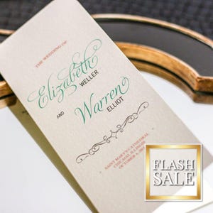 Coral and Aqua Wedding Ceremony Program, Vintage Stationery, Order of Service Card - "Enchanting Vintage" Folded Booklet Program - DEPOSIT