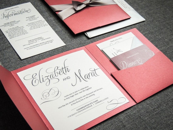 Marsala Wedding Invitations Red And Black Wedding Invitation Etsy