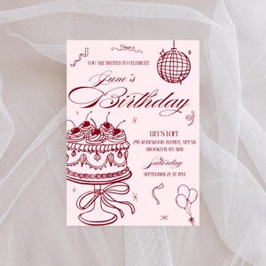 Birthday Invitation E-invite Digital Download, Instant Download Canva Template, Birthday Party Invitation, Pink, Girls