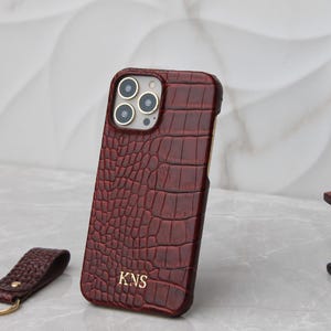 Coque de portable personnalisée, Meilleure coque de portable en cuir bordeaux, Coque pour iPhone 16, 15, 14, 13, 12, 11 Pro Max Plus
