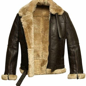 Women RAF B3 Pilot WWII Winter Real Shearling Sheepskin Leather Bomber Aviator Jacket