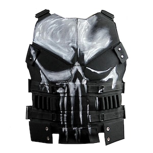 Punisher-Inspired Leather Tactical Vest: Skull Armor Cosplay Costume