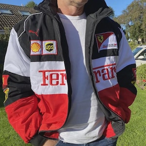 Vintage Scuderia Ferrari Jacket Mens M F1 Schumacher Racing Padded Full Zip (All Sizes)
