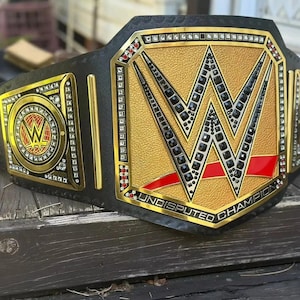 Undisputed World Heavyweight Wrestling Championship Belt | 4MM 6MM Zinc Replica | Black Strap | Adult Size | Fan Gift | Real Leather