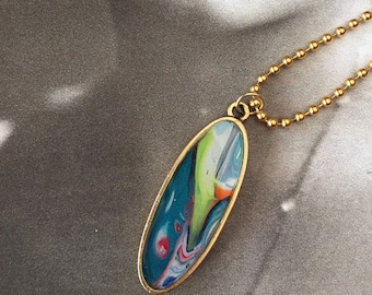 Acrylic Pour Pendant RP109