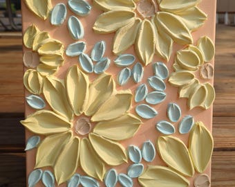 3D Sunflower Painting: Textured Floral Acrylic Art, Boho Home Decor