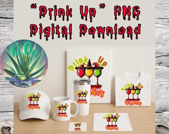 Drink Up Witches PNG: Halloween Wine Glass Sublimation Design (Digital Download