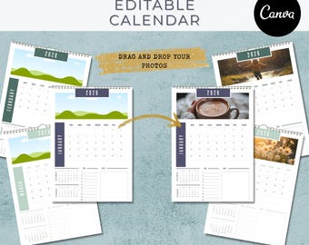 2026 Photo Calendar Template | Editable Canva Vertical Planner (Digital Download)