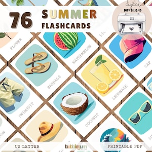 76 Summer Flashcards for Kids | Montessori Printable | Educational Toddler and Preschool Activity | Kids cards | Teaching materials