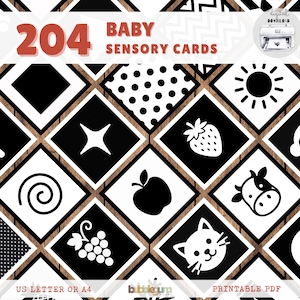 204 BABY SENSORY CARDS – Montessori High Contrast Printable cards for infant stimulation (Digital Download)