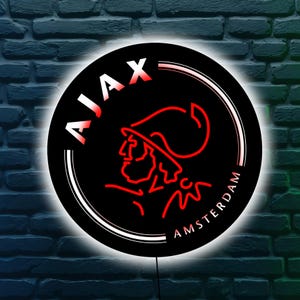 Ajax Led Sign, Ajax Amsterdam Wall Art, Football Wall Decor, Gift for Husband, Handmade Gift