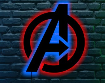 Personalized Avengers LED Sign: Custom Name, Game Room Decor