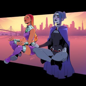 Starfire and Raven Meditation, Teen Titans Fanart