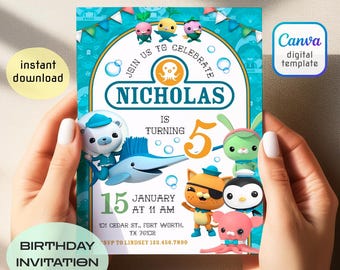 Printable Birthday Invitation | birthday invite | editable invitation | kids birthday invite, Instant Download | octanauts birthday template