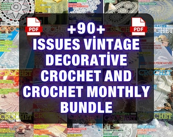 90 Vintage Decorative Crochet and Crochet Monthly PDF Bundle, Digital Magazines, Lace Doily , Tablecloth Crochet Designs | Instant Download
