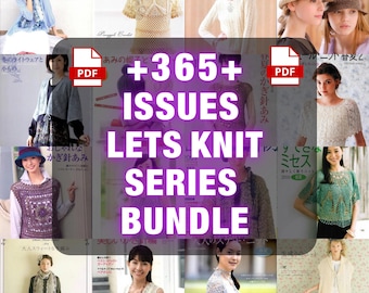 Lets Knit Series Vintage Japanese Magazine Bundle PDF, 365 Magazine Collection, Rare Retro Knit Designs & Stitch Patterns Instant Download