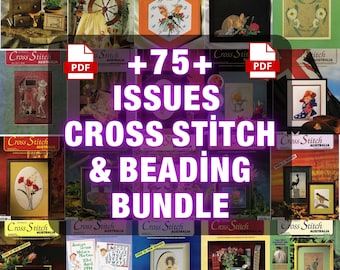 Cross Stitch Magazine Bundle, Beading Patterns Collection, Cross Stitch & Beading, Vintage Craft Magazines | Instant Digital Download