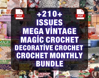 210 MEGA Magic Crochet, Decorative Crochet,Crochet Monthly PDF Bundle, Vintage Crochet Patterns, Doily Lace Designs, Tablecloth Projects