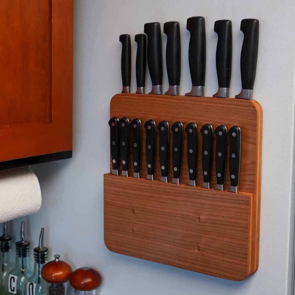 Magnetic Knife Block - Keystone Piggyback Knife Rack - Knife Storage - Kitchen Knife Storage Made in USA Bend, Oregon