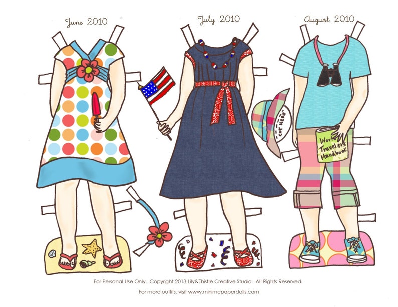 2010 Paper Doll Outfits Clothes of the Month PDF Instant | Etsy