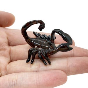Tiny 1.5&quot;Long Dark Brown Scorpion Miniature Ceramic Arthropodal Animals Porcelain Insects Figure Collectible Bugs Clay Figurines Décor Gifts