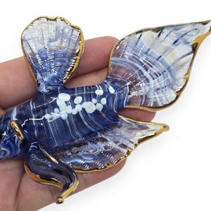 4.5&quot; L Blue Betta Siamese Fighting Fish Figurine Miniature Blown Glass Aquatic Animal Colorful Freshwater Ornament Crystal Decor Figure Gift