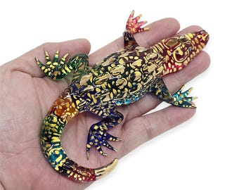 Mini 5" Long Crocodile Figurine Miniature Hand Blown Glass Alligator Caiman Gharial Reptile Crystal Animals Decorative Collectible Figurines
