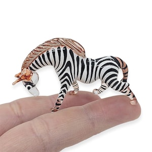 Small 2.25" Long Zebra Figurines Miniature Hand Blown Glass Zebras Crystal Wild Safari Animals Figure Decorative Collectible Horses Figurine