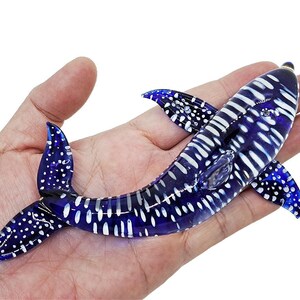 6&quot;L Blue Dolphin Figurines Miniature Blown Glass Whales Marine Sea Life Ocean Fish Small Crystal Animal Figure Collectible Dolphins Figurine