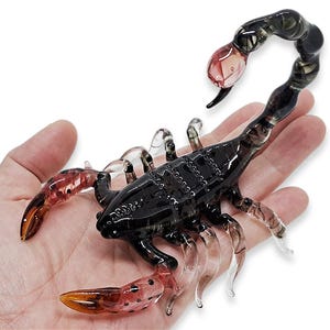 4&quot;L Black Scorpion Hand Blown Glass Bug Miniature Insect Figurine Animal Crystal Dollhouse  Scorpions Decorative Collectible Figurines Gifts