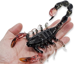 4"L Black Scorpion Hand Blown Glass Bug Miniature Insect Figurine Animal Crystal Dollhouse  Scorpions Decorative Collectible Figurines Gifts