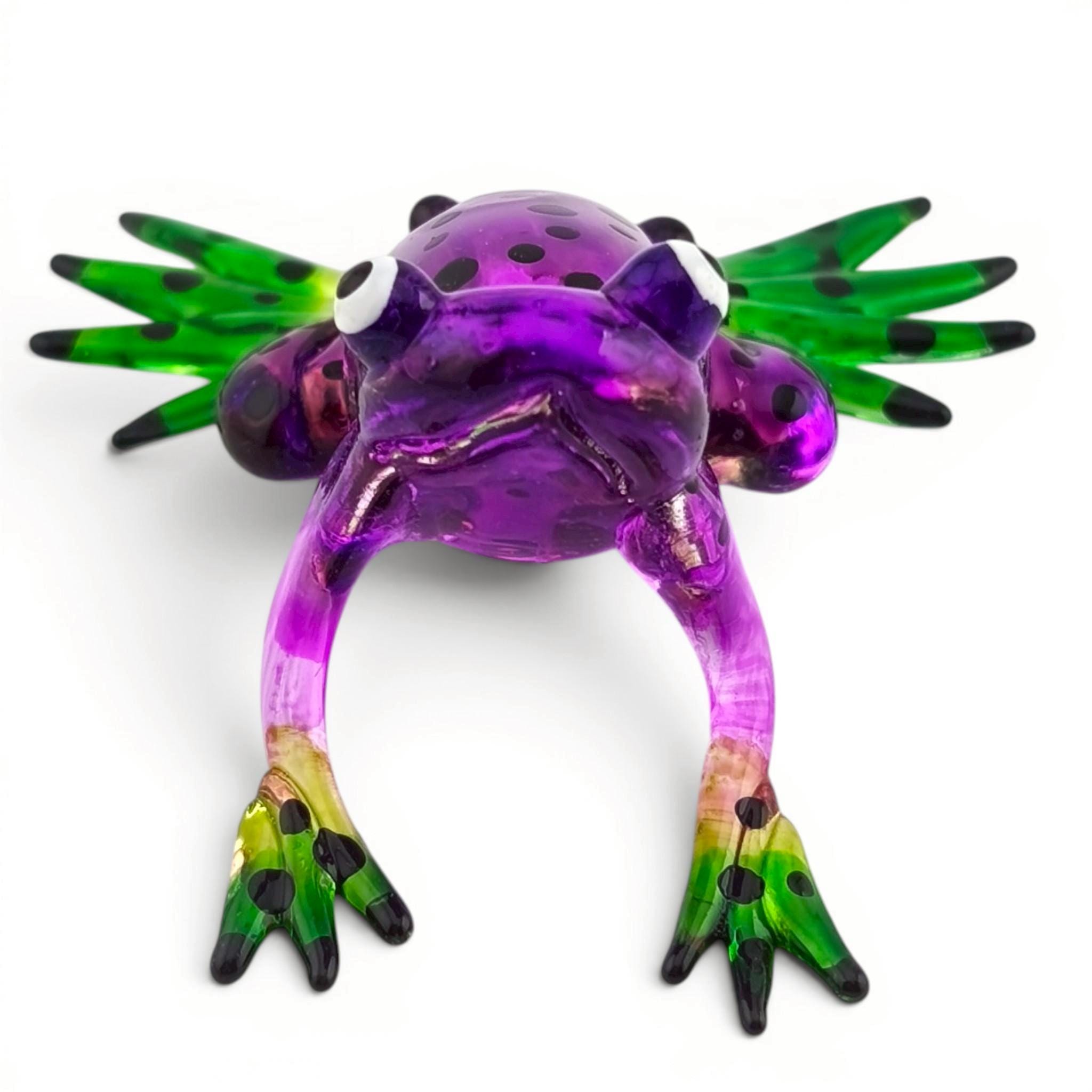 Hand Blown Glass Purple Frog Figurine | Miniature Poison Dart Frog