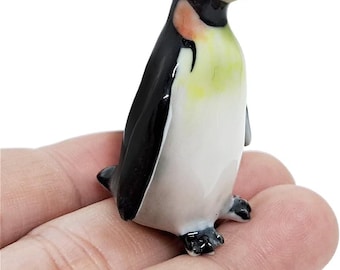 Figura de pingüino emperador de 3,8 cm de alto, hecha a mano en cerámica, en miniatura, de pájaro acuático, animales polares antárticos, de porcelana, coleccionable, regalo decorativo.