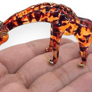 2.5&quot; Long Orange Giraffe Figurine Miniature Blown Glass Giraffes Wildlife Safari Animal Crystal Dollhouse Decorative Collectible Figure Gift